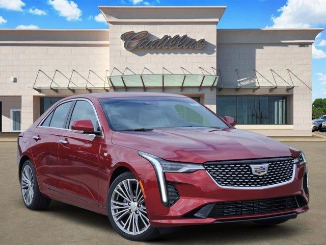 2026 Cadillac CT4 Premium Luxury in Radiant Red Tintcoat — front three-quarter view