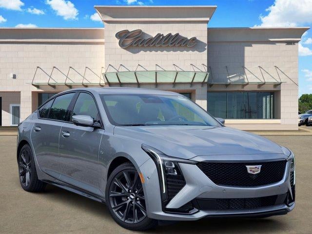 2026 Cadillac CT5 Sport in Argent Silver Metallic — front three-quarter view