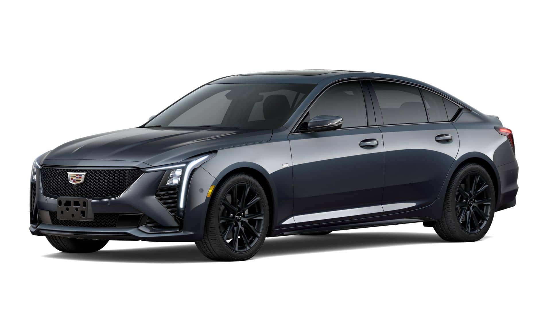 2026 Cadillac CT5 Sport in Deep Space Metallic — front three-quarter view