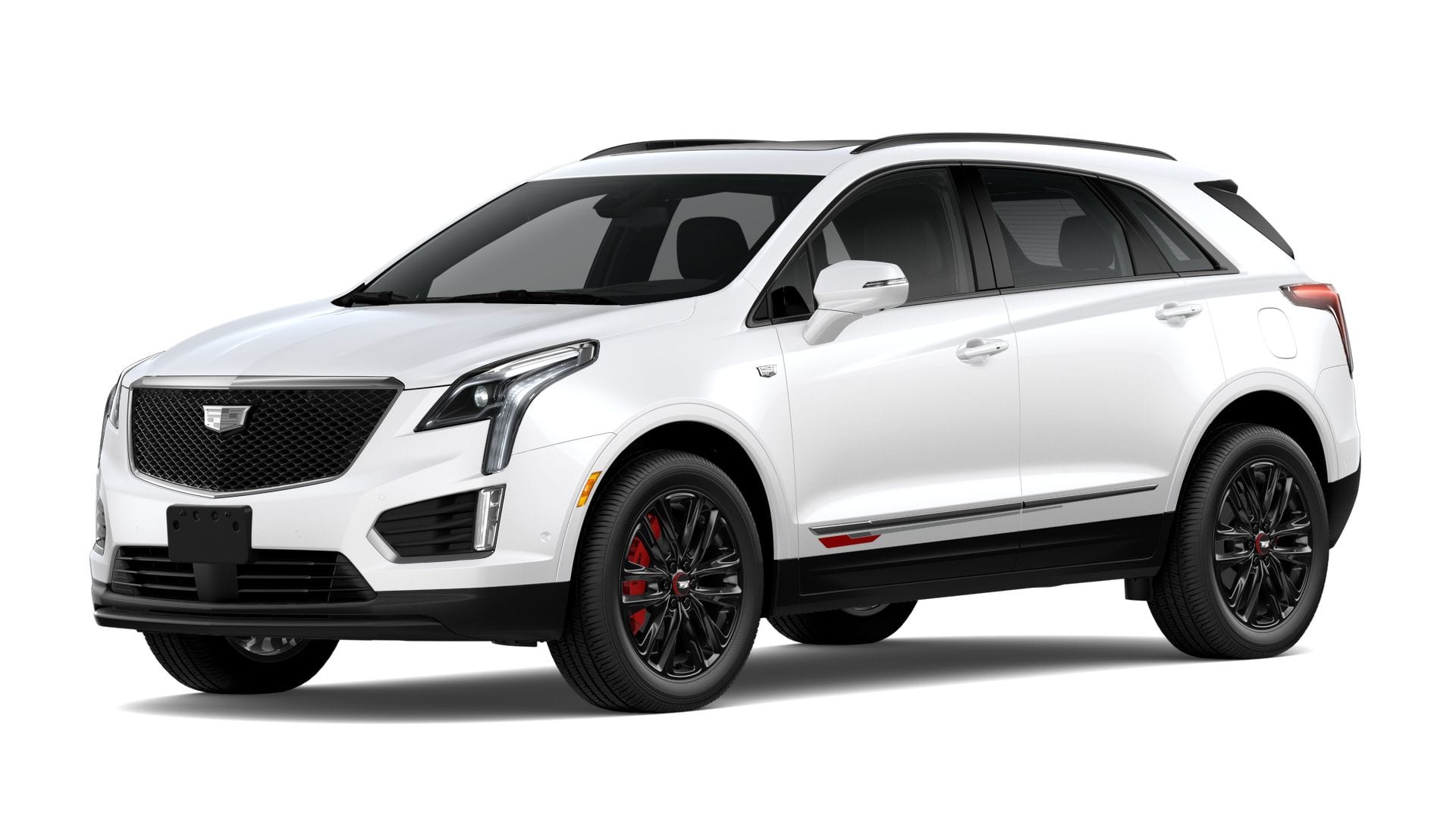 2026 Cadillac XT5 Sport in Crystal White Tricoat — front three-quarter view