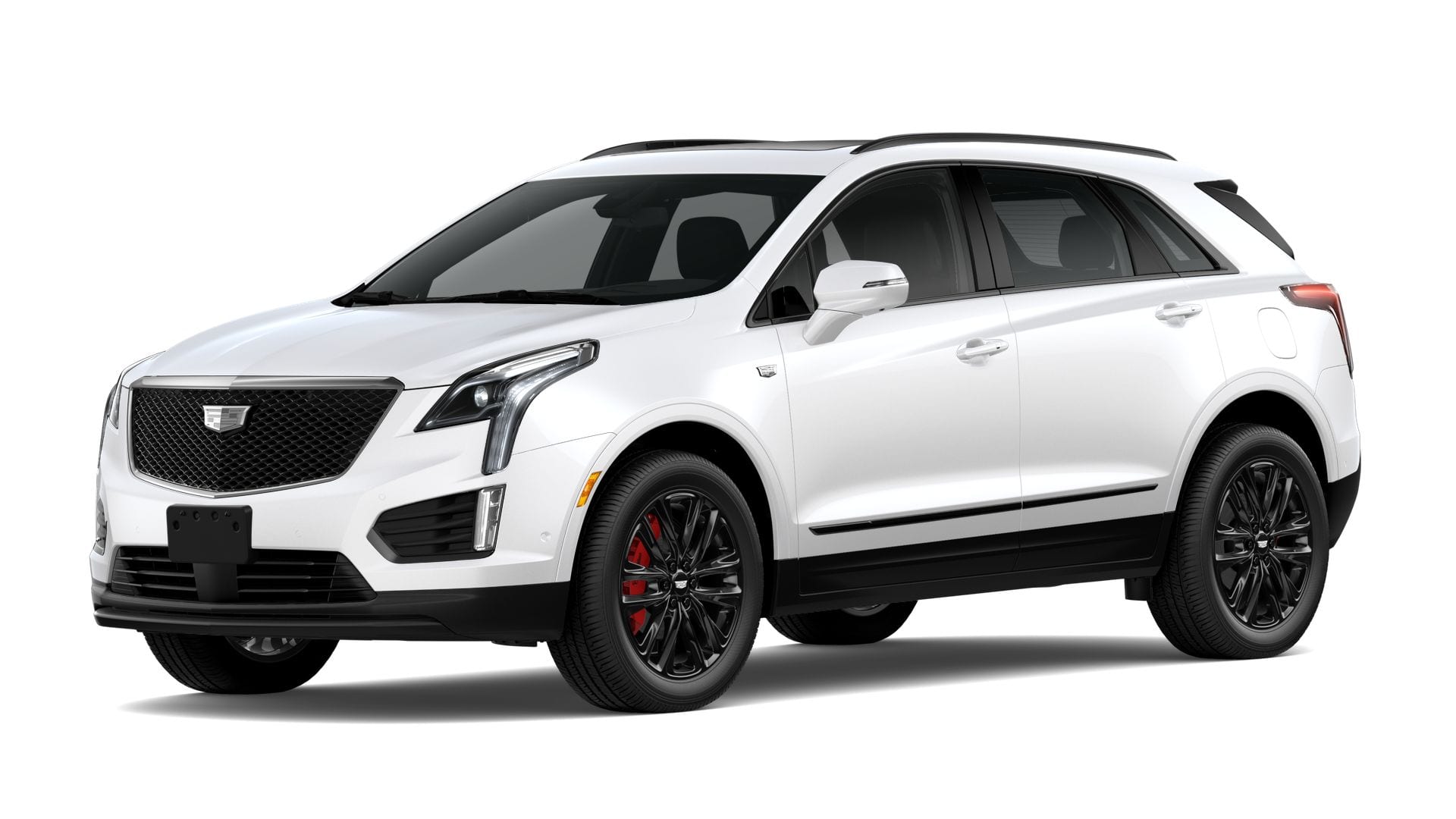 2026 Cadillac XT5 Sport in Crystal White Tricoat — front three-quarter view